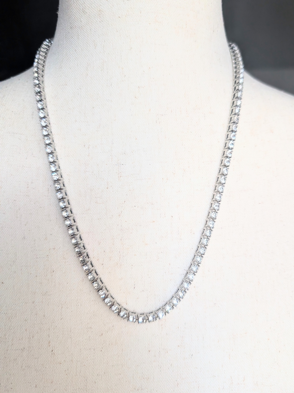 22" Silver And Crystal Tennis Necklace - 2 Free For Draped Look